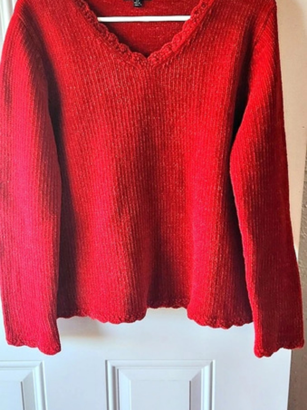 Carolyn Taylor Red Knit Sweater Size Small
